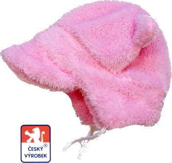 Dětská zimní čepička Dětský svět Baby Lama s ouškama, růžová velikost 0 - obrázek 1
