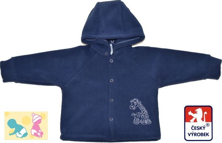 Dětská fleece bundička Dětský svět Jeans s Žirafou a odepínací kapucí vel.56 - obrázek 1
