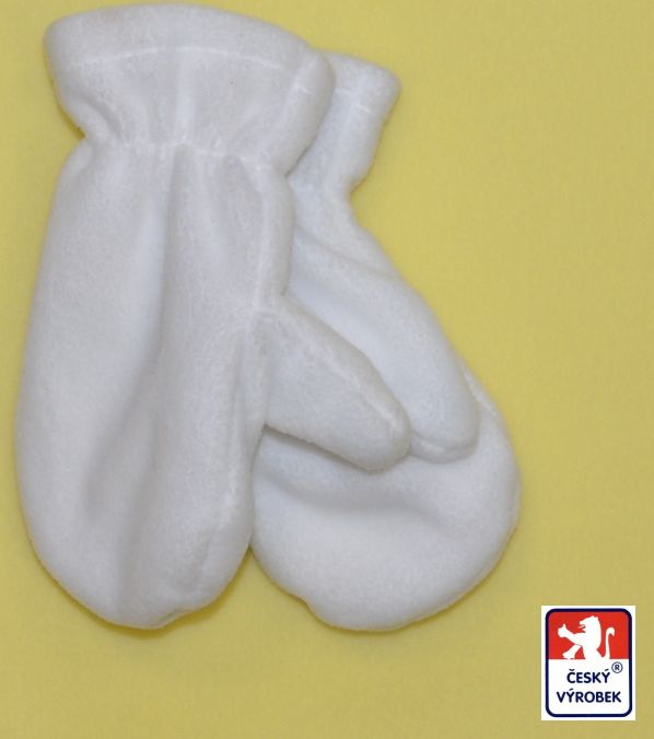 Kojenecké rukavičky s palečkem, Dětský svět, fleece, bílé - obrázek 1