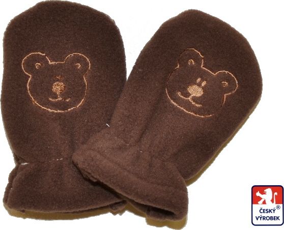 Dětské zimní rukavičky, Dětský svět, fleece s Medvídkem, světle hnědé - obrázek 1