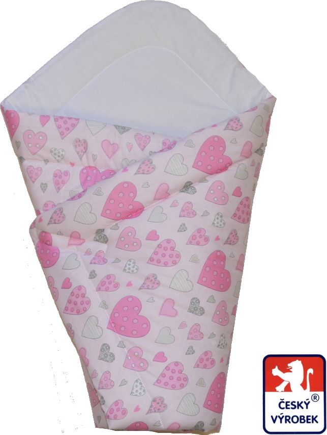 Kojenecká rychlozavinovačka Dětský svět růžová srdíčka 90x90cm - obrázek 1