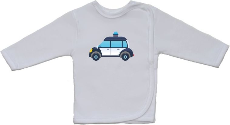Kojenecká košilka Gama bílá s velkým obrázkem auta Policie velikost 52 - obrázek 1