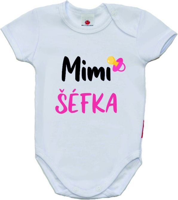 Dětské vtipné body pro miminko, Gama, krátký rukáv, Mimi Šéfka velikost 50 - obrázek 1