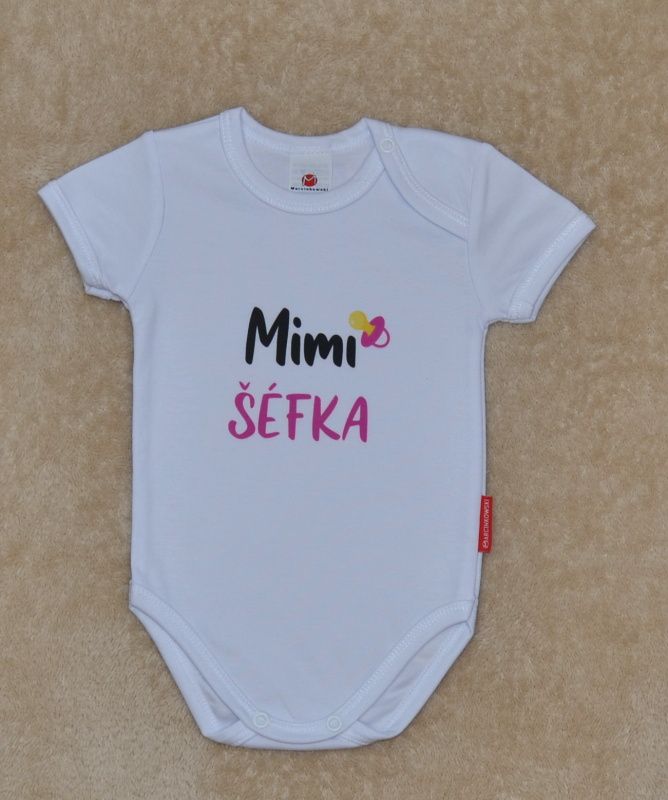 Dětské vtipné body pro miminko, Gama, krátký rukáv, Mimi Šéfka velikost 50 - obrázek 2