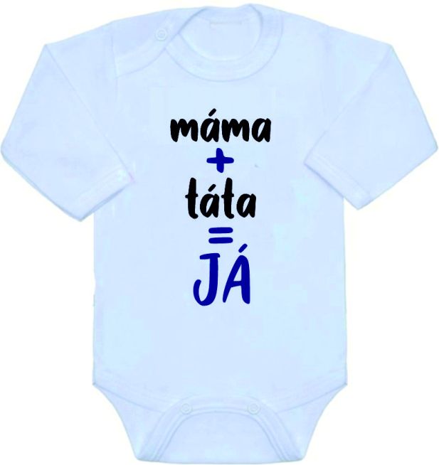 Dětské body Gama máma+táta=Já, bílé chlapecké velikost 50 - obrázek 1