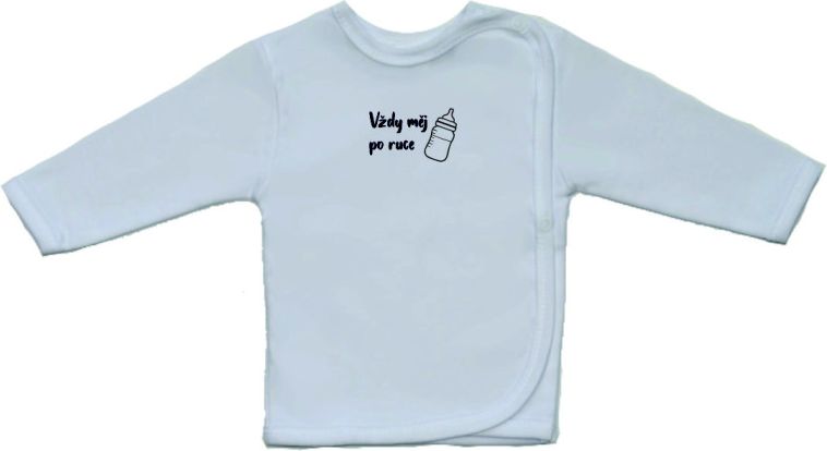 Vtipná kojenecká košilka Gama s menším nápisem Vždy měj po ruce mléko vel.52 - obrázek 1