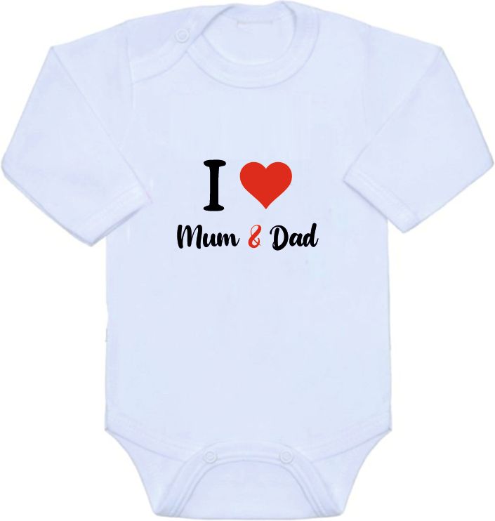 Kojenecké body s potiskem Gama I love Mum and Dad bílé vel.50 - obrázek 1
