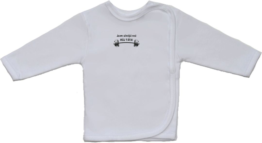 Vtipná kojenecká košilka Gama s menším nápisem, silnější než táta vel.52 - obrázek 1