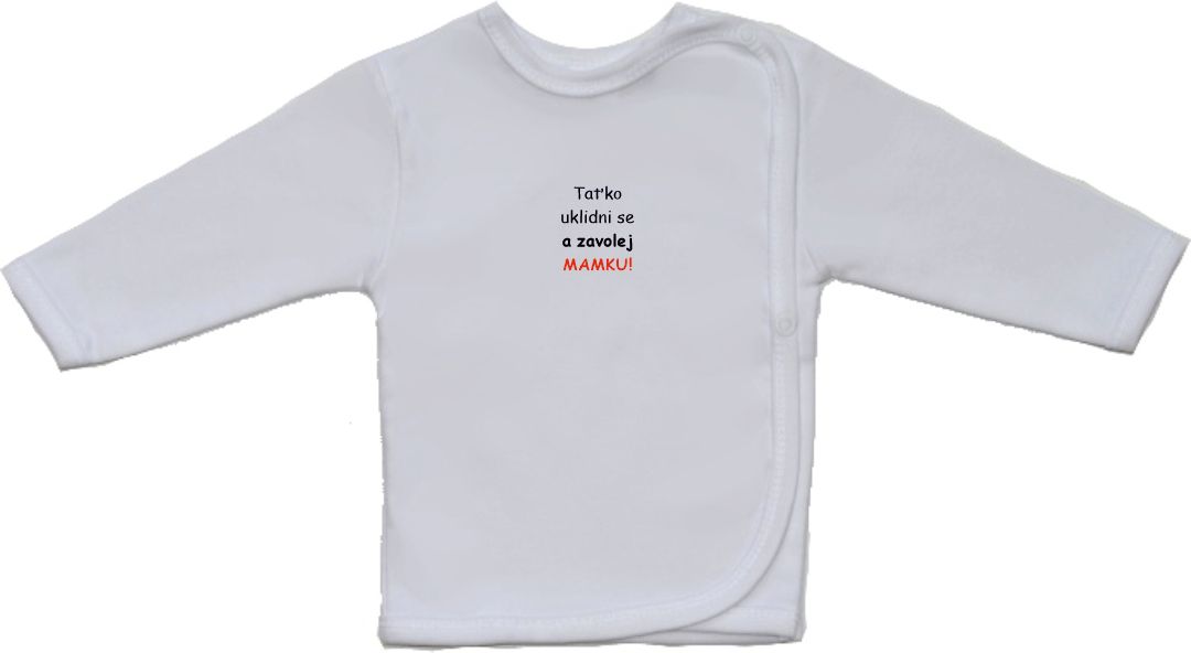 Vtipná kojenecká košilka Gama s menším nápisem, zavolej mamku vel.52 - obrázek 1