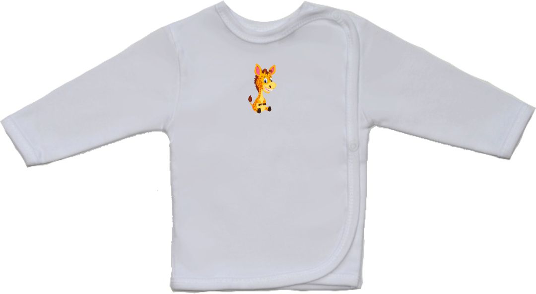 Bavlněná kojenecká košilka pro miminko, Gama, menší, sedící žirafa vel.52 - obrázek 1
