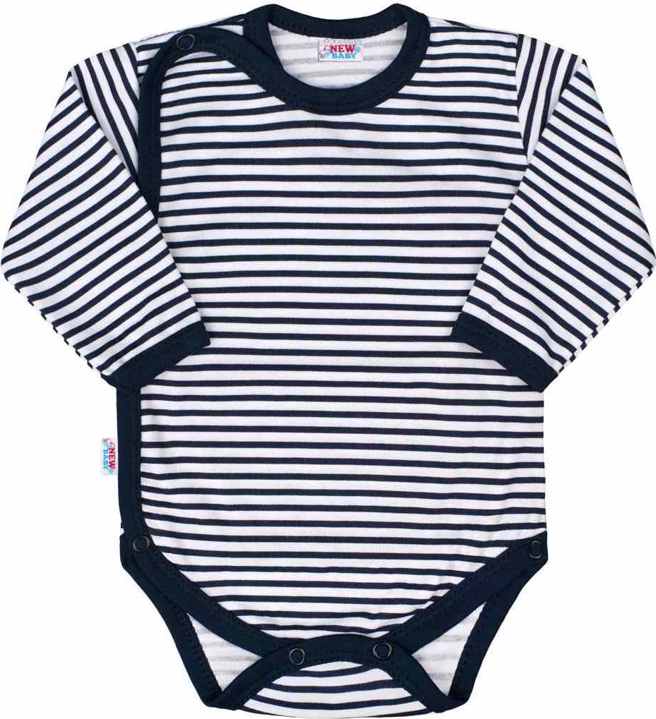 NEW BABY Kojenecké celorozepínací body New Baby Classic II s modrými pruhy 74 100% bavlna 74 (6-9m) - obrázek 1