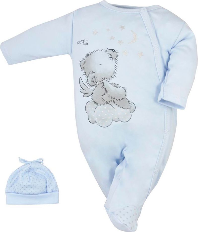 KOALA Kojenecký overal s čepičkou Koala Angel modrý 100% Bavlna 62 (3-6m) - obrázek 1