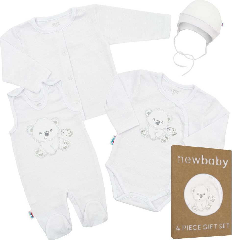 NEW BABY Kojenecká soupravička do porodnice New Baby Sweet Bear bílá Bavlna 62 (3-6m) - obrázek 1
