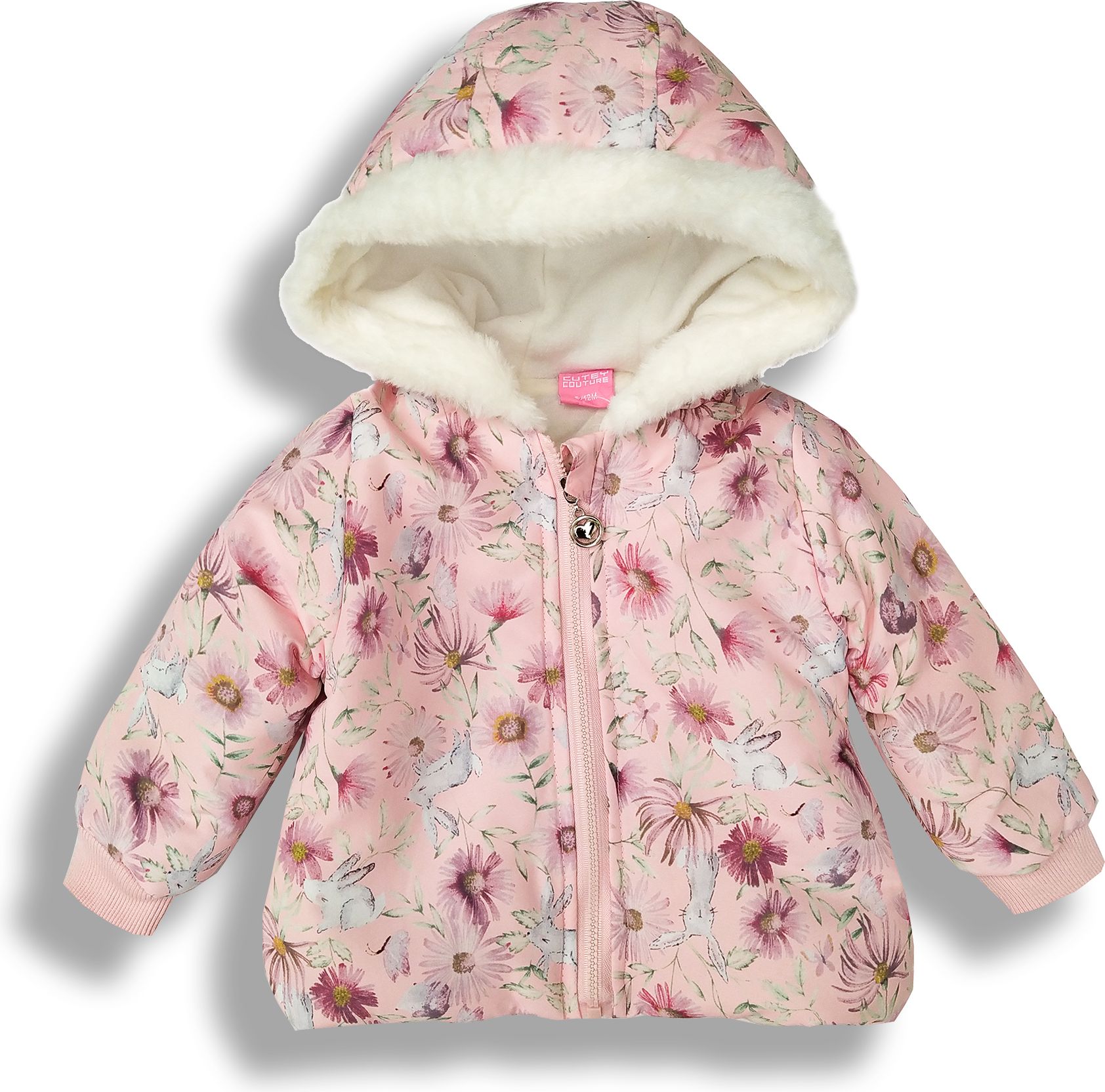 Cutey Couture Kojenecká zimní bunda růžová s květy 0-2 roky Velikost: 80 - obrázek 1