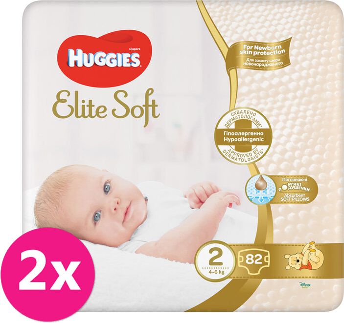2x HUGGIES® Pleny jednorázové Elite Soft vel. 2 82 ks - obrázek 1