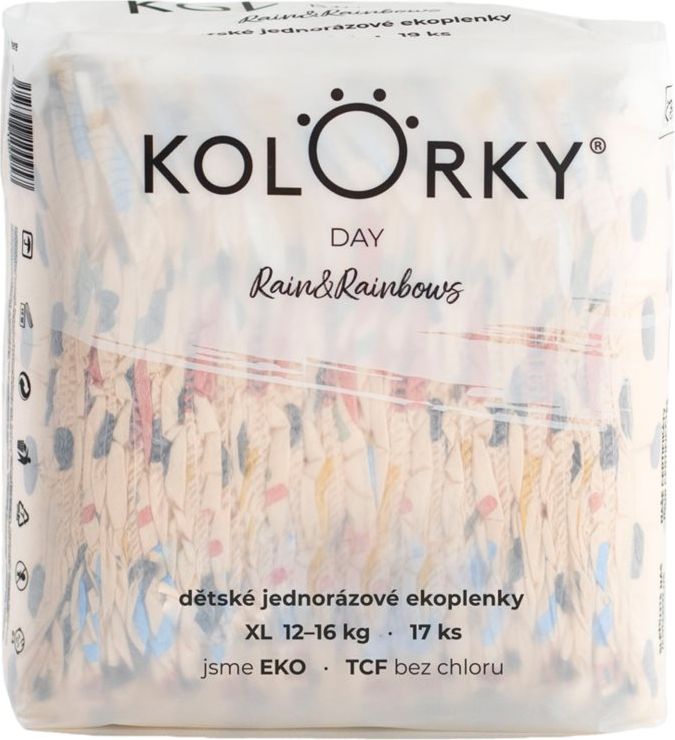 8x KOLORKY DAY Pleny jednorázové eko, déšť&duhy XL (12-16 kg) 17 ks - obrázek 2