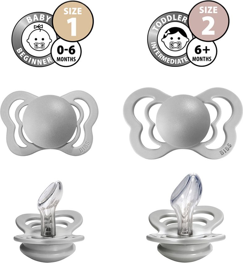 BIBS Couture dudlíky ortodontické ze silikonu 2 ks, velikost 2, Sage nočný/Cloud nočný - obrázek 3