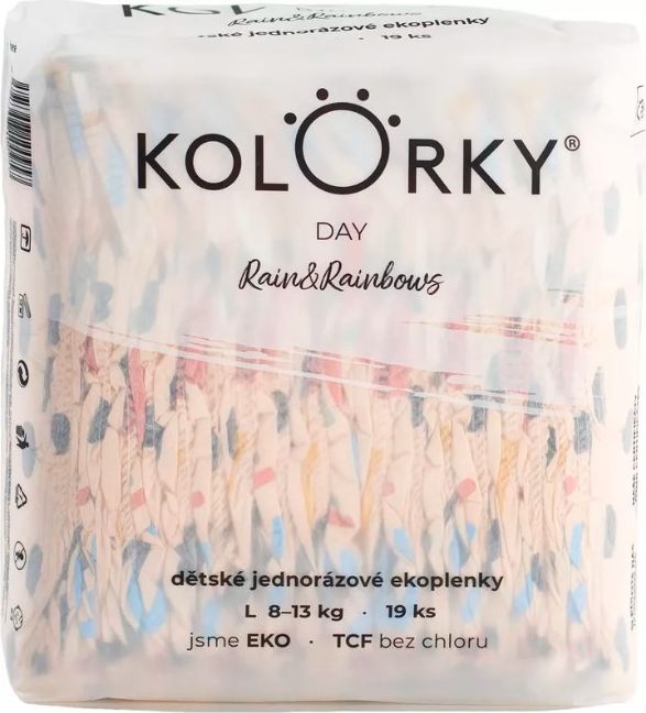 4x KOLORKY DAY Pleny jednorázové eko, déšť&duhy L (8-13 kg) 19 ks - obrázek 2