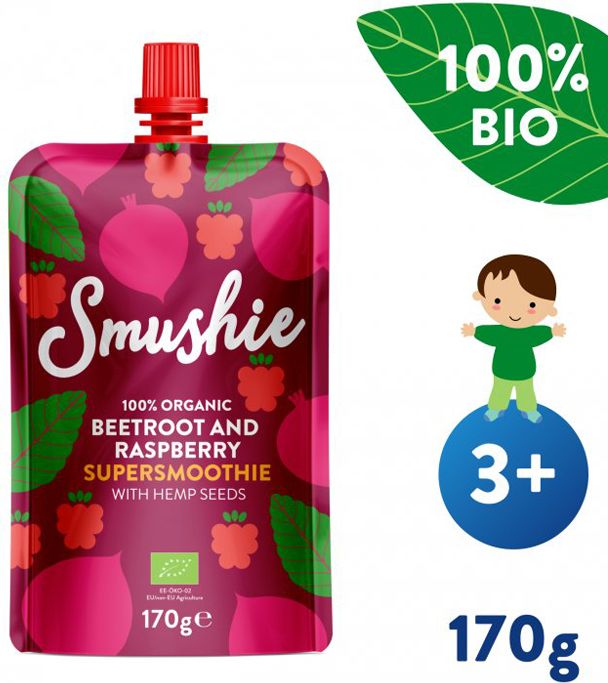 Salvest Smushie BIO Ovocné smoothie s červenou řepou, malinami a konopnými semínky 3 x 170 g - obrázek 3