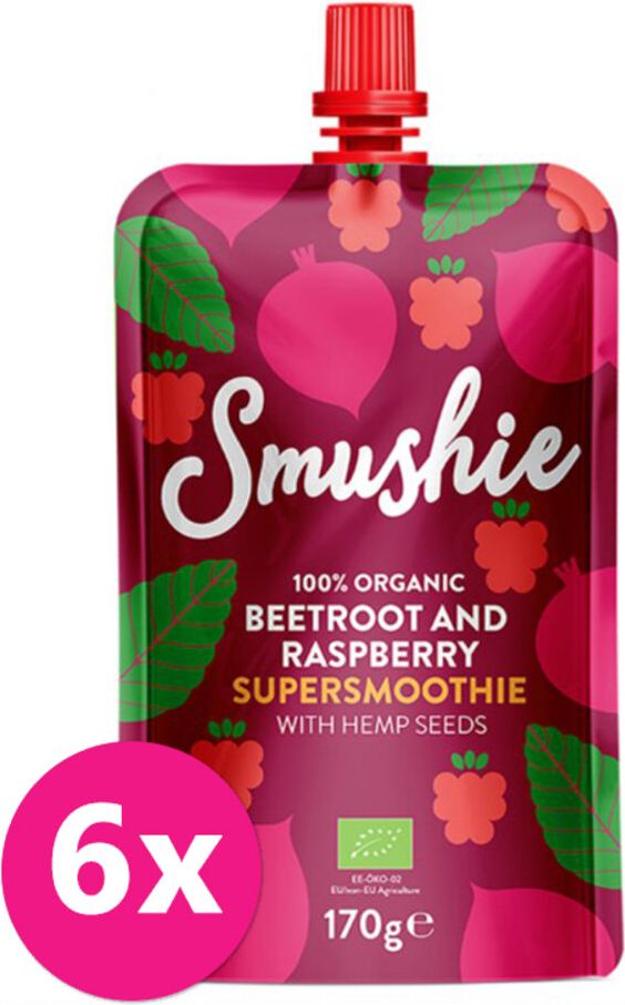 Salvest Smushie BIO Ovocné smoothie s červenou řepou malinami a konopnými semínky 6 x 170 g - obrázek 1