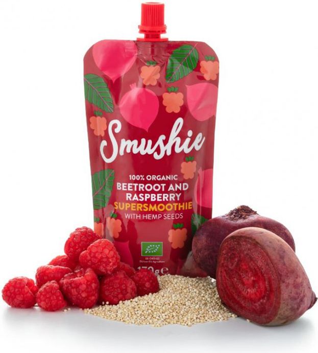 Salvest Smushie BIO Ovocné smoothie s červenou řepou malinami a konopnými semínky 6 x 170 g - obrázek 4