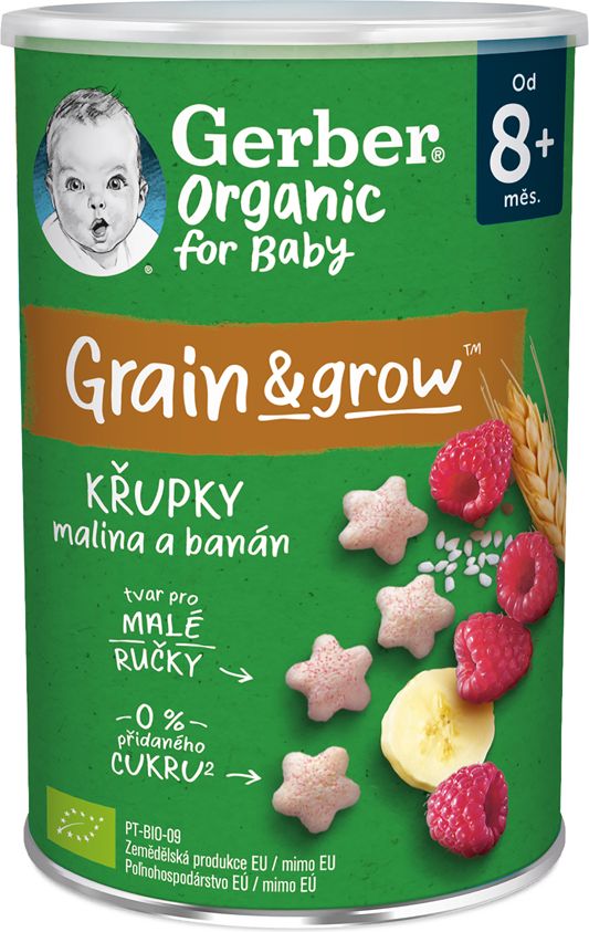 GERBER Organic křupky s malinou a banánem 5x 35 g - obrázek 3