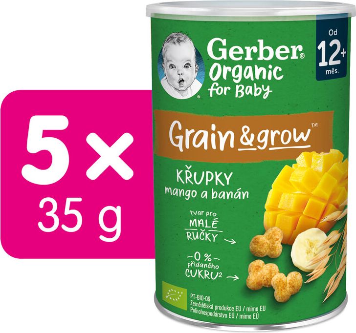 Gerber Organic křupky s mangem a banánem 5 x 35 g - obrázek 1