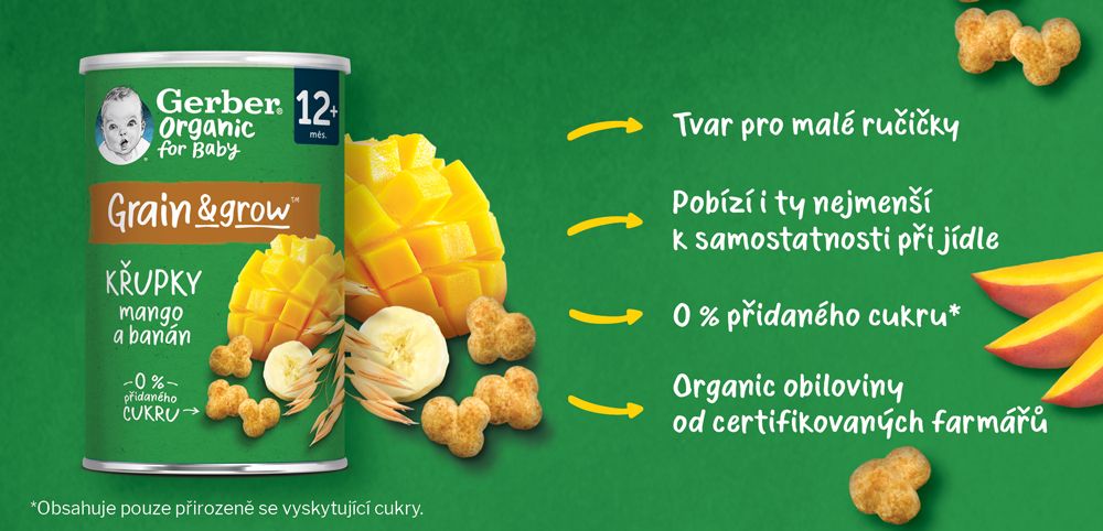 Gerber Organic křupky s mangem a banánem 5 x 35 g - obrázek 5