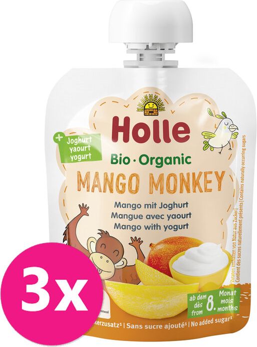 3x HOLLE BIO Mango monkey - dětské ovocné pyré s jogurtem - obrázek 1