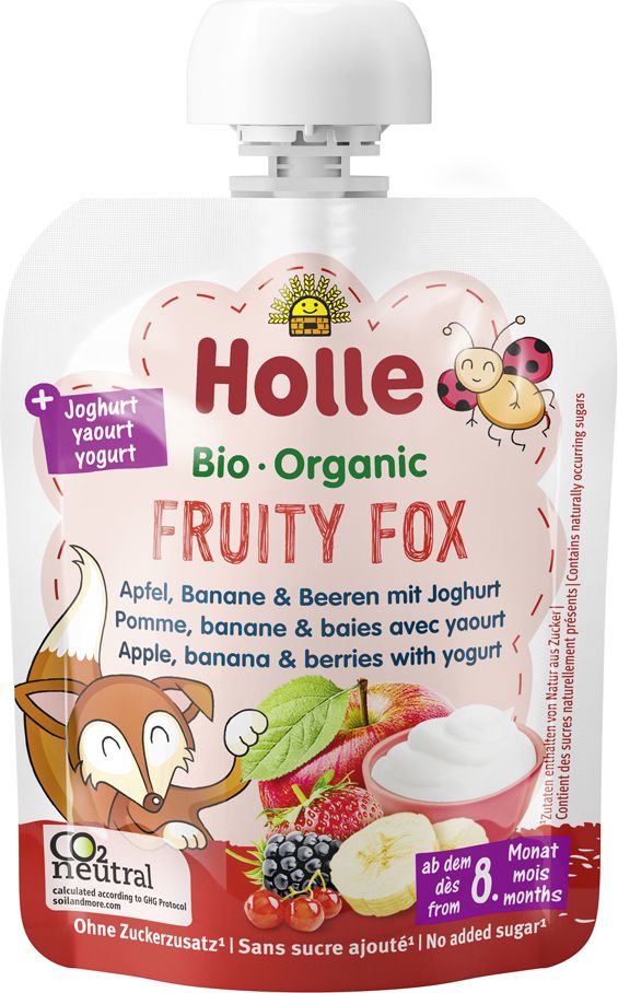 3x HOLLE BIO Fruity fox - dětské ovocné pyré s jogurtem - obrázek 2