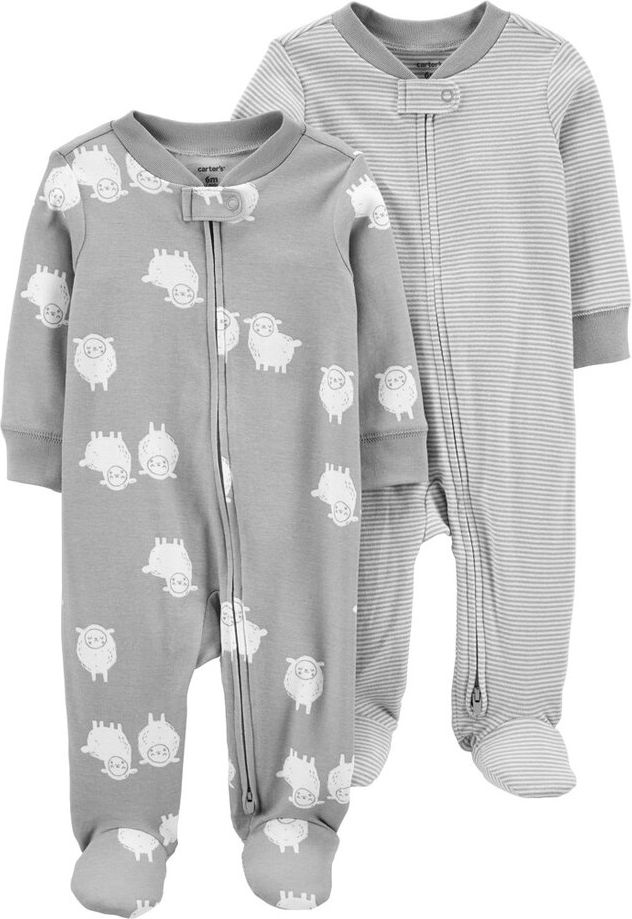 CARTER'S Overal na zip Stripes&Sheeps neutrál LBB 2ks NB/vel. 56 - obrázek 1