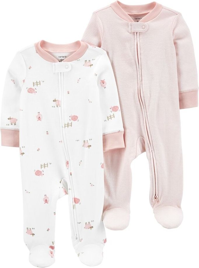 CARTER'S Overal na zip Sheeps&Stripes LBB 2ks holka 6m - obrázek 1