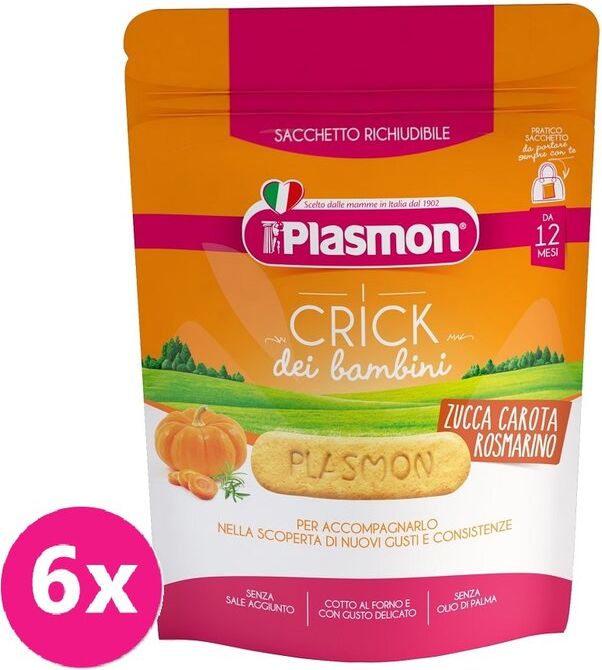 6x PLASMON Sušenky zeleninové Crick dýně, mrkev a rozmarýn 100 g, 12m+ - obrázek 1
