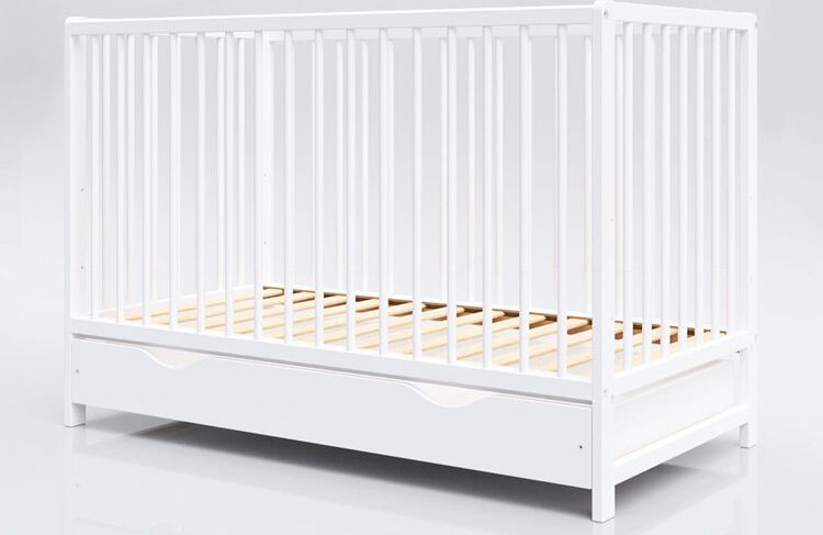 PETITE&MARS Postýlka dřevěná s úložným prostorem Moony+ White - obrázek 1