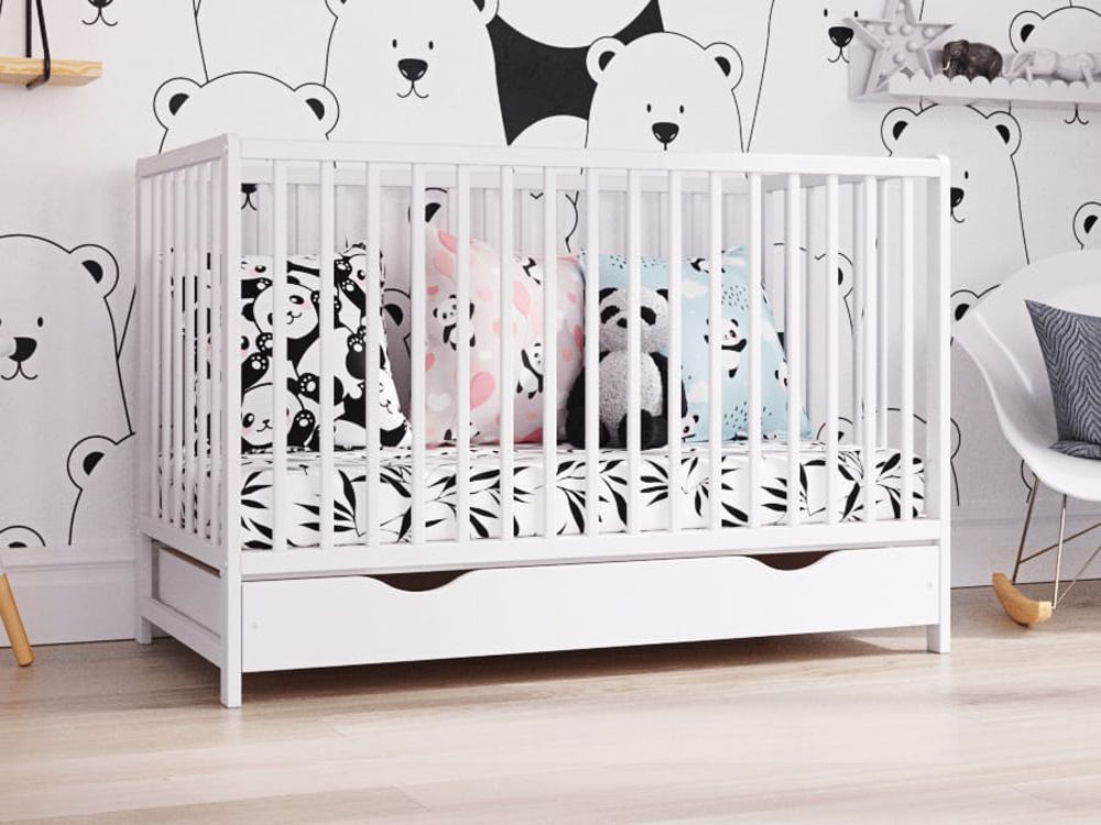 PETITE&MARS Postýlka dřevěná s úložným prostorem Moony+ White - obrázek 2