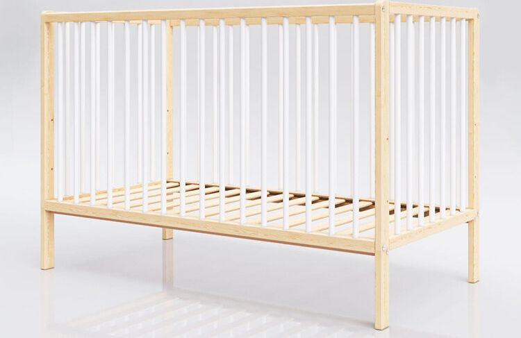PETITE&MARS Postýlka dřevěná Moony Pine White - obrázek 1