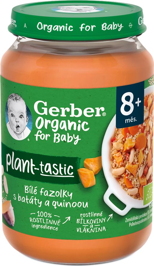 GERBER Organic 100% rostlinný příkrm bílé fazolky se sladkým bramborem a quinoou​ ​3 x 190 g - obrázek 3