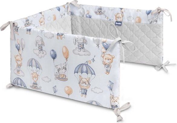 SENSILLO Mantinel do postýlky velvet FLIGHT IN CLOUDS PLUSH KARO 180x30 cm - obrázek 1