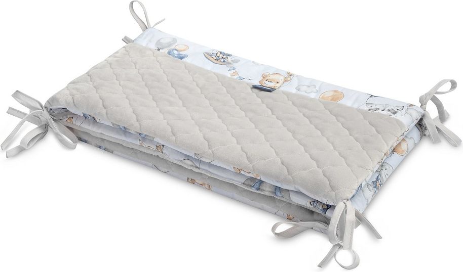 SENSILLO Mantinel do postýlky velvet FLIGHT IN CLOUDS PLUSH KARO 180x30 cm - obrázek 2