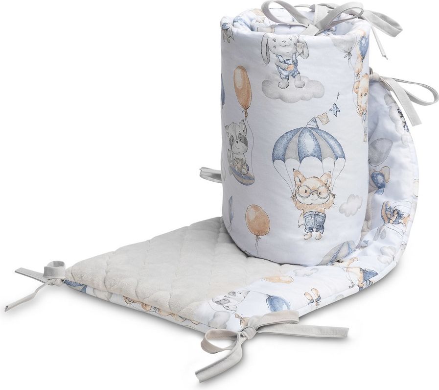 SENSILLO Mantinel do postýlky velvet FLIGHT IN CLOUDS PLUSH KARO 180x30 cm - obrázek 3