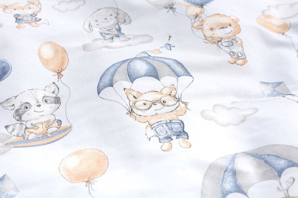 SENSILLO Mantinel do postýlky velvet FLIGHT IN CLOUDS PLUSH KARO 180x30 cm - obrázek 5