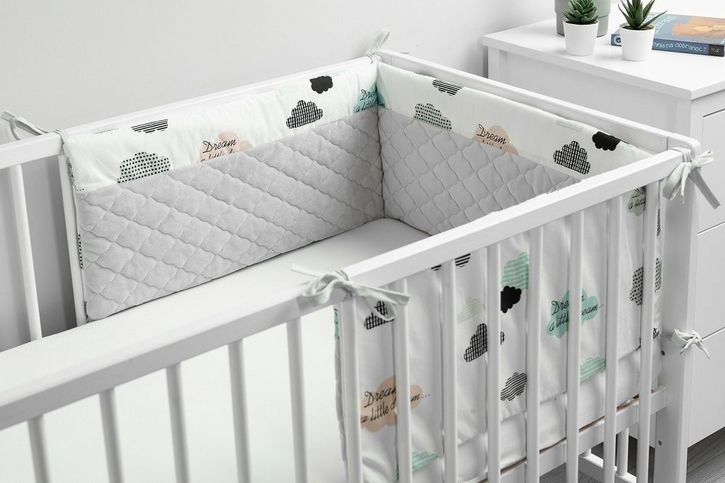 SENSILLO Mantinel do postýlky velvet CLOUDS PLUSH KARO 180x30 cm - obrázek 7