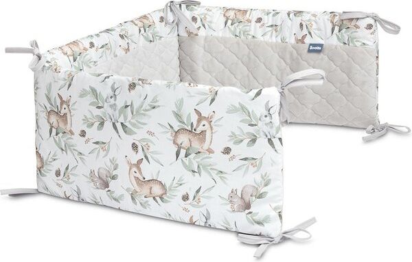 SENSILLO Mantinel do postýlky velvet DEERS GREY PLUSH KARO 180x30 cm - obrázek 1