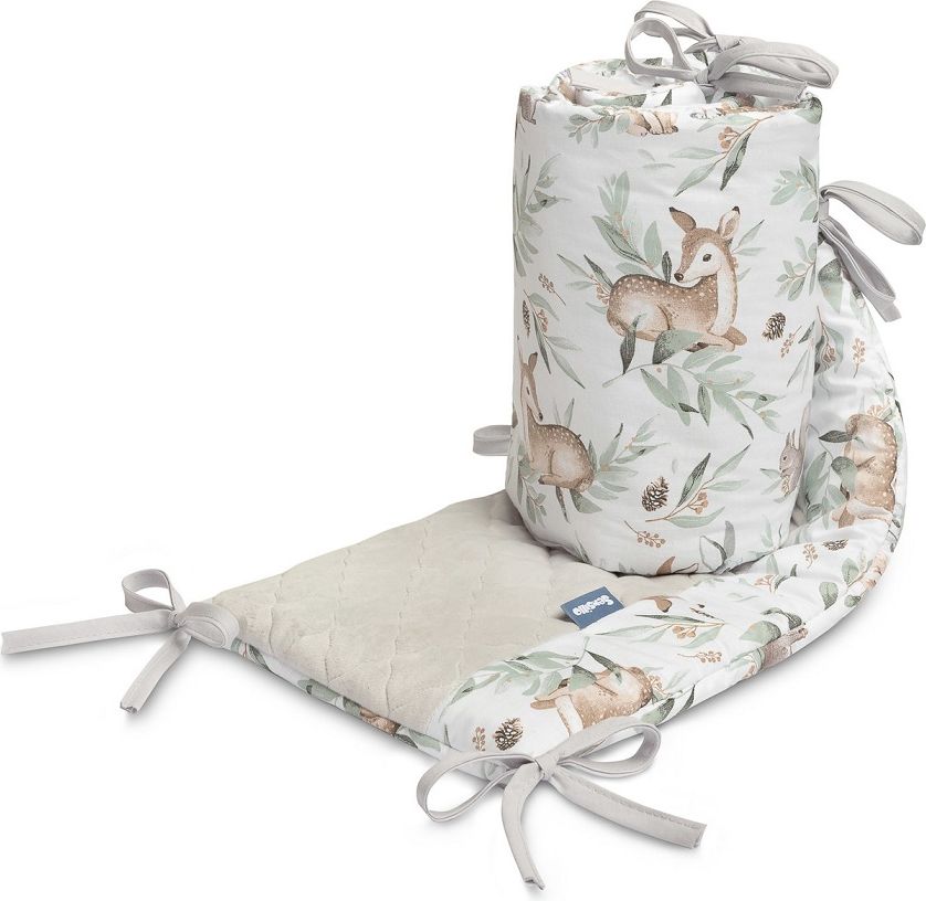 SENSILLO Mantinel do postýlky velvet DEERS GREY PLUSH KARO 180x30 cm - obrázek 2
