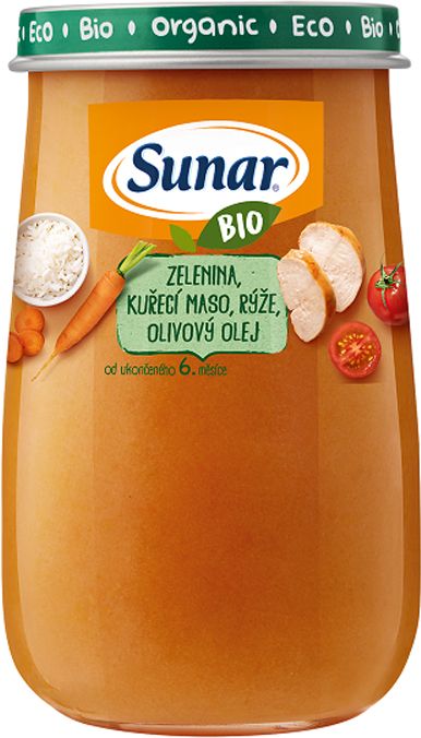 3x SUNAR BIO Zelenina, kuřecí maso, rýže, olivový olej 190 g - obrázek 3