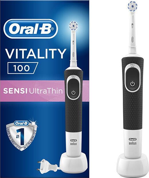 ORAL B Elektrický zubní kartáček Vitality D100 Black Sensitive 1 ks - obrázek 1