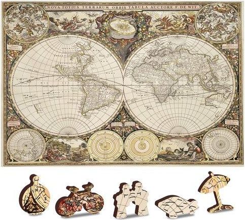 WOODEN CITY Dřevěné puzzle Antická mapa světa 2v1, 75 dílků EKO - obrázek 1