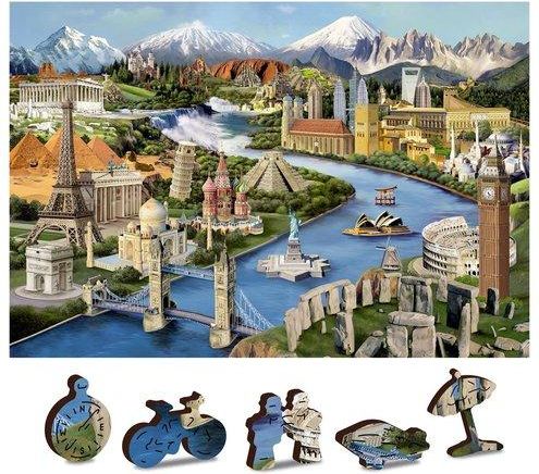 WOODEN CITY Dřevěné puzzle Světové památky 2v1, 75 dílků EKO - obrázek 1