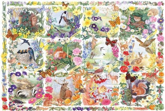 SCHMIDT Puzzle Roční období se zvířaty a květinami 200 dílků - obrázek 1