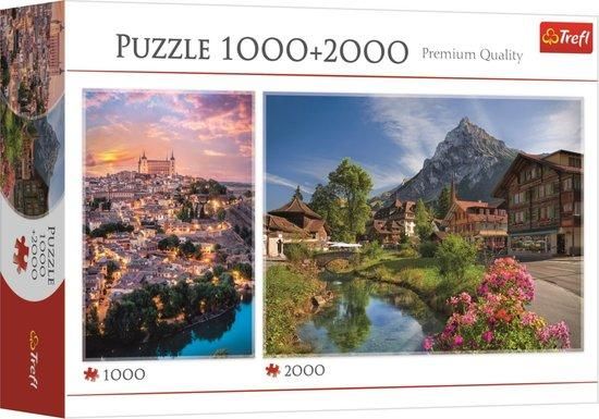 TREFL Puzzle 2v1 Toledo 1000 dílků + Léto v Alpách 2000 dílků - obrázek 1